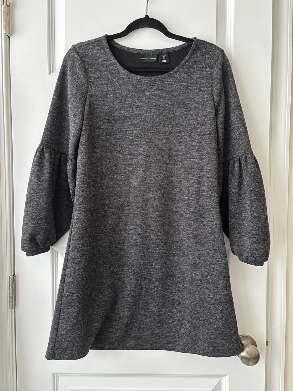 Adrienne Vittadini Charcoal Gray Ling Sleeve Balloon Sleeve Shift Dress Size S